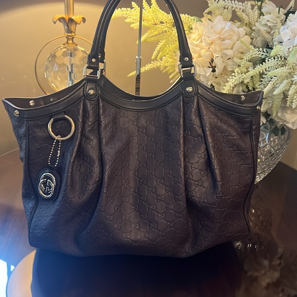 GUCCI Guccissima Large Sukey Tote Brown